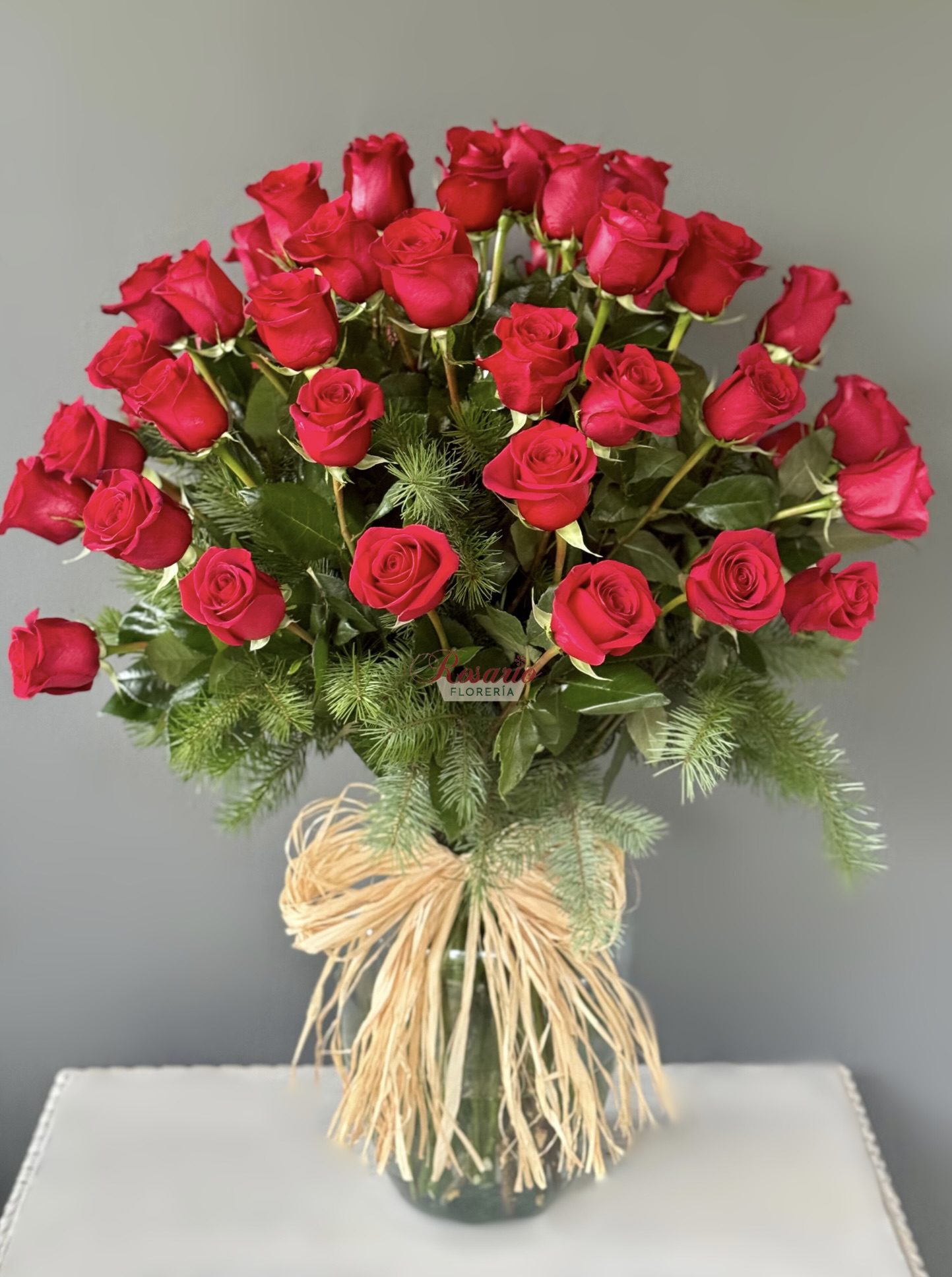Florero XL 50 Rosas Rojas
